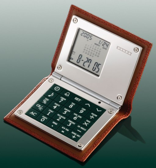 Leather Calculator Brown Caviar Leather - Click Image to Close